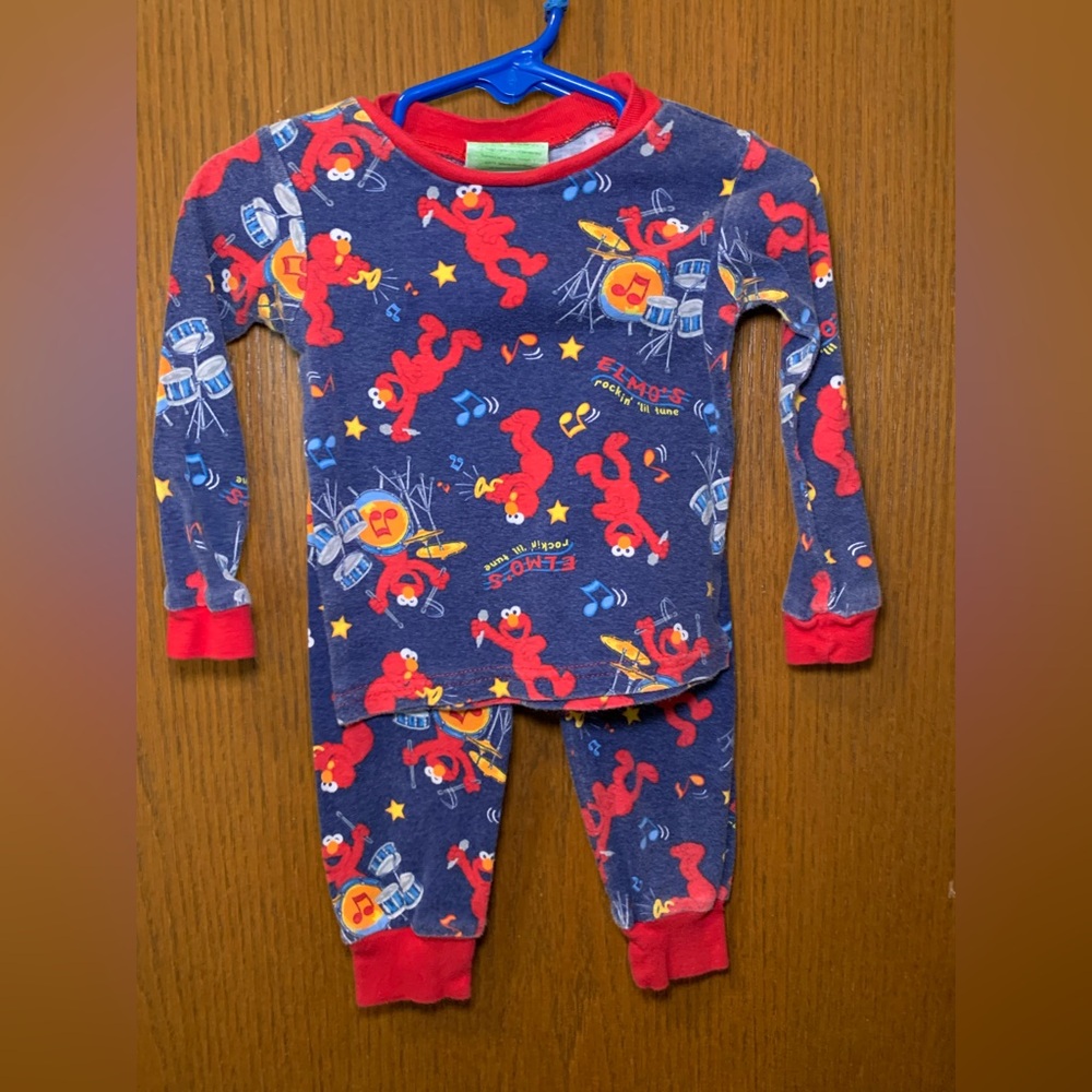 Sesame Street Elmo Navy Red Kids Pajama Set 2T
